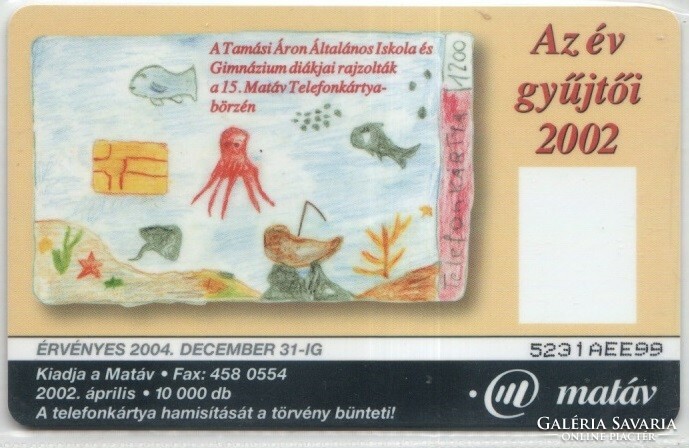 Hungarian telephone card 0950 2002 16. Stock exchange card organ 10,000 pcs.