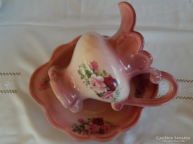 English wash basin with rose pattern.