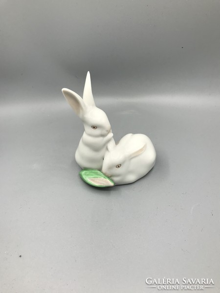Pair of corn-eating bunnies from Herend