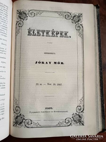 Pictures of life. 8. Vol. 2. Semester. 1847. July. 4.-Sept. 26. (Nos. 1-13). Ed. Jókay is a Moor. Bad condition