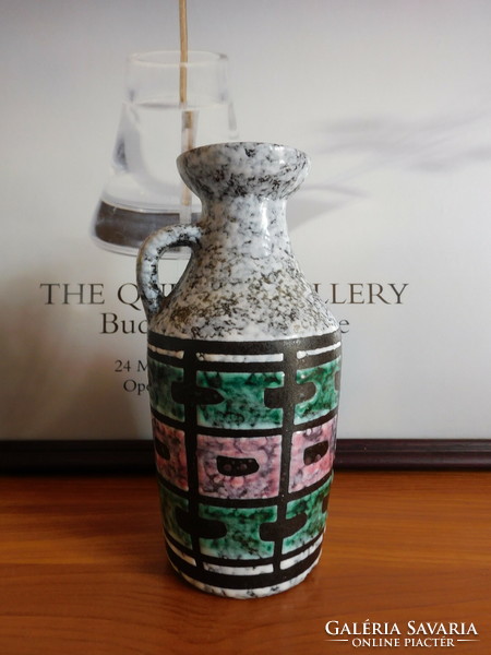 Strehla retro kerámia váza geometrikus mintával18 cm - mid century