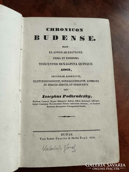 Podhradczky, (józsef) josephus: chronicon budense, 1838 leather and hard cardboard binding