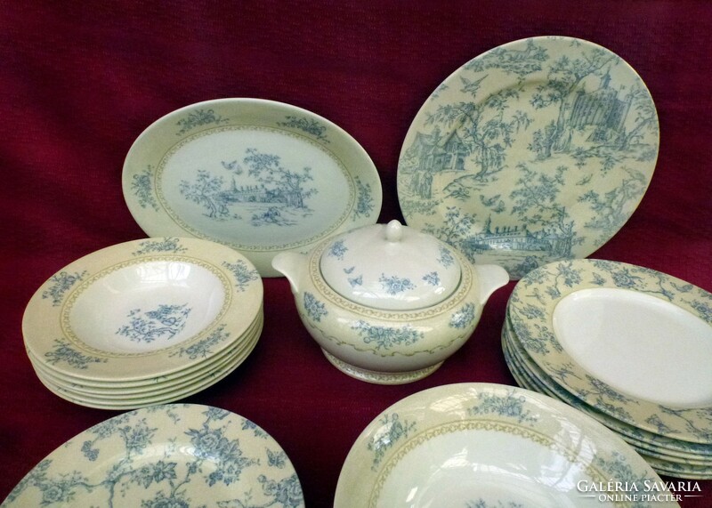 English 6-person faience tableware. Good condition