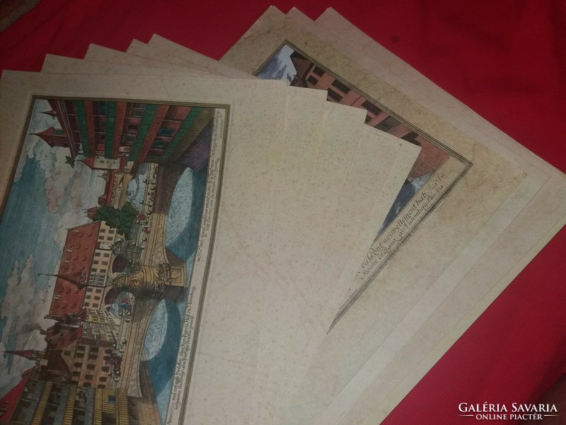 Nuremberg collection of antique German colored etchings, 10 pieces in one, according to the pictures