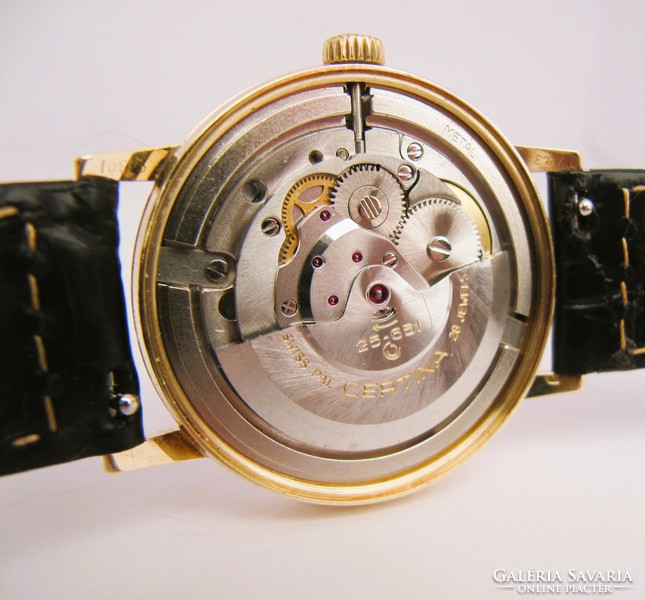 Beautiful certina automatic calendar 14k gold wristwatch, 1970s