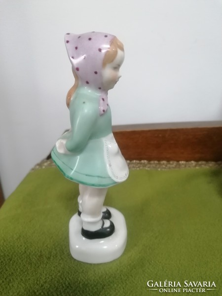 Old Budapest aquincum porcelain headscarf and apron little girl
