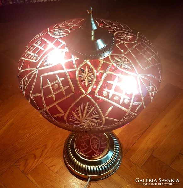 Table lamp, polished burgundy crystal - Debrecen