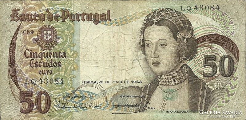 50 escudo escudos 1968 Portugália