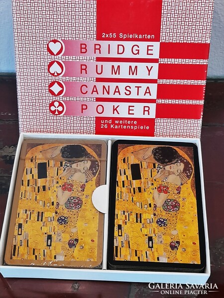 2 pakli (egy csomag) használatlan régebbi Piatnik Klimt dekoros francia kártya