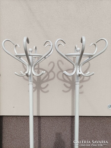 Antique, old-style thonet coat rack, standing coat rack, in white, 2 pcs