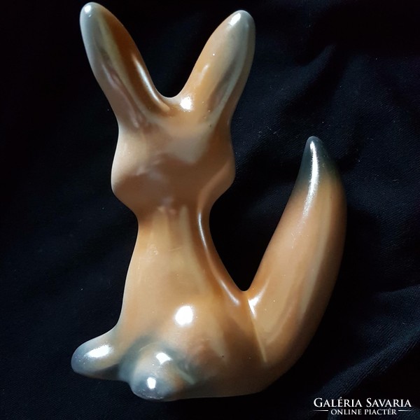 Luster-glazed porcelain fox figurine