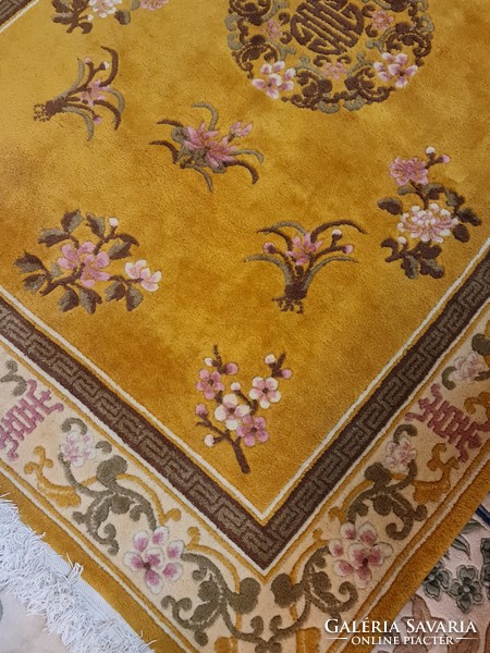 Vintage chinese carpet yellow-gold color