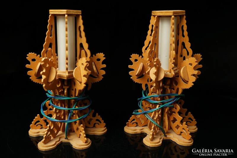 Mid century wooden lamp pair / retro lamp / old