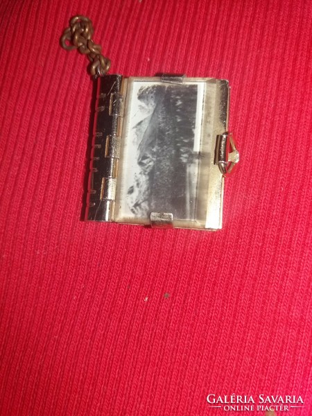 Antique travel souvenir small metal book with miniature Bavarian Alps photos according to pictures