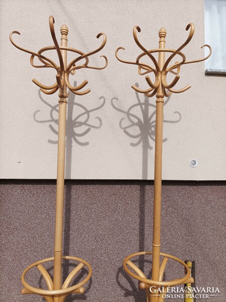 Antique-style coat rack, natural-toned, larger Thonet coat rack, 3 pcs