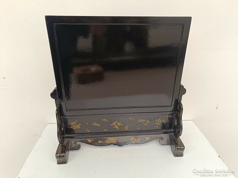 Antique Chinese furniture engraved painted mother-of-pearl inlaid picture with scaffolding Geisha flower motif 703 8645