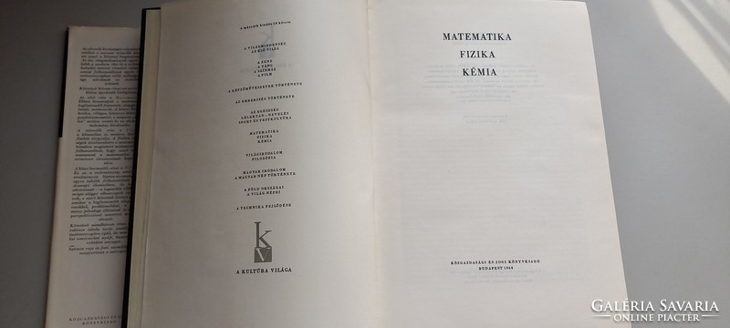 A kultúra Világa - Matematika , Fizika , Kémia - Lukács Ernőné, Pásztor István
