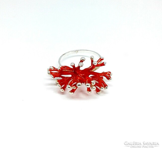 Unique silver ring with coral motif (zal-ag117504)