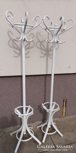 Antique, old-style thonet coat rack, standing coat rack, in white, 2 pcs