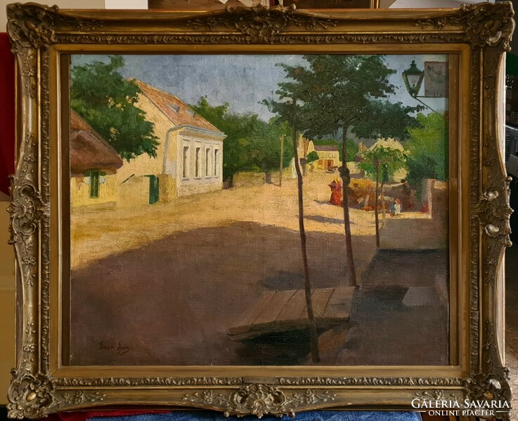 Gyula Glatter (1886 - 1927): sunny street (Szolnok?)