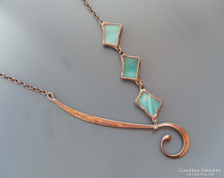 Turquoise glass jewelry, necklace