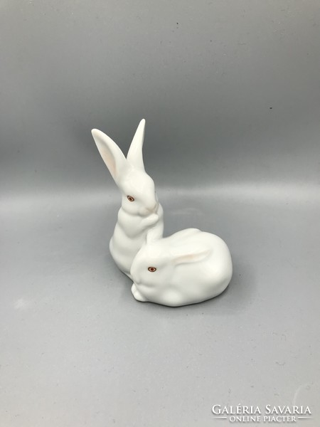 Pair of hand-painted porcelain bunnies from Herend
