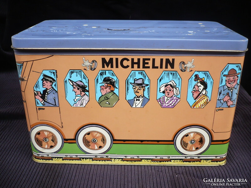 Vintage Michelin Autógumi Reklám Fém Doboz