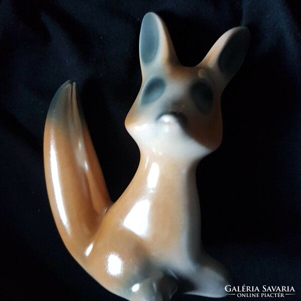 Luster-glazed porcelain fox figurine