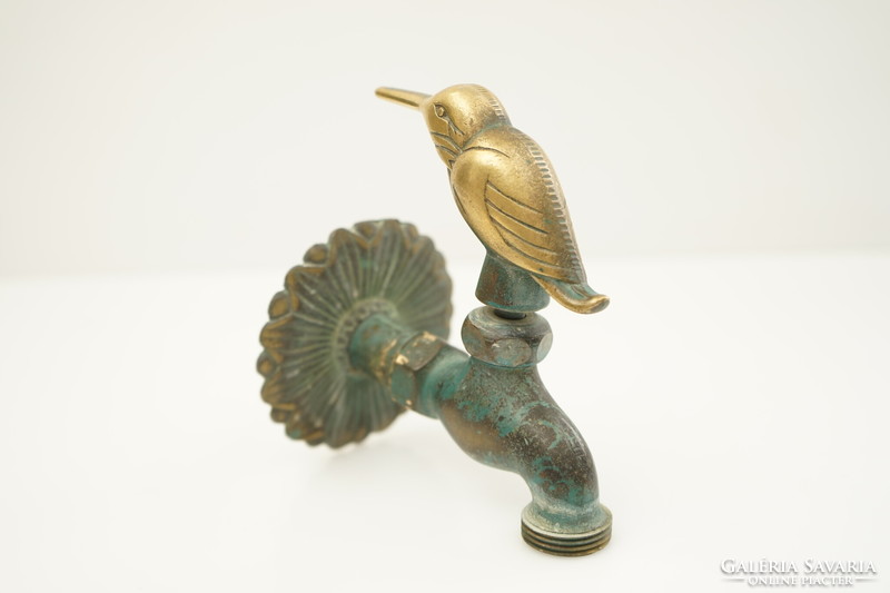 Old Solid Copper Hummingbird Garden Faucet / Retro Hummingbird Bird Faucet / Bird