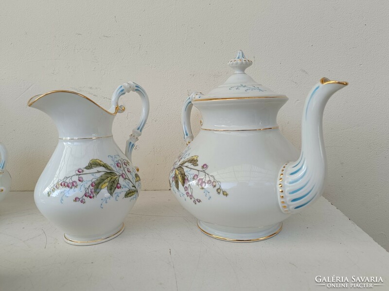 Antique coffee and tea porcelain set, tableware, 2 sugar jugs, milk spout, 9 cups + 9 saucers 8631