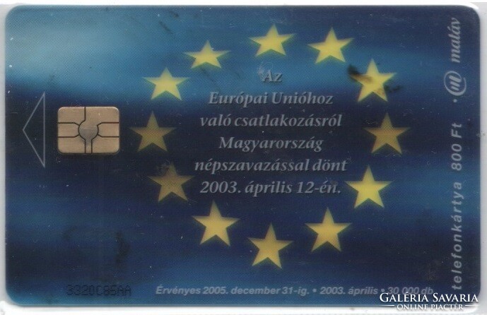 Hungarian telephone card 0958 2003 eu flag gem 7 27,950 pcs.