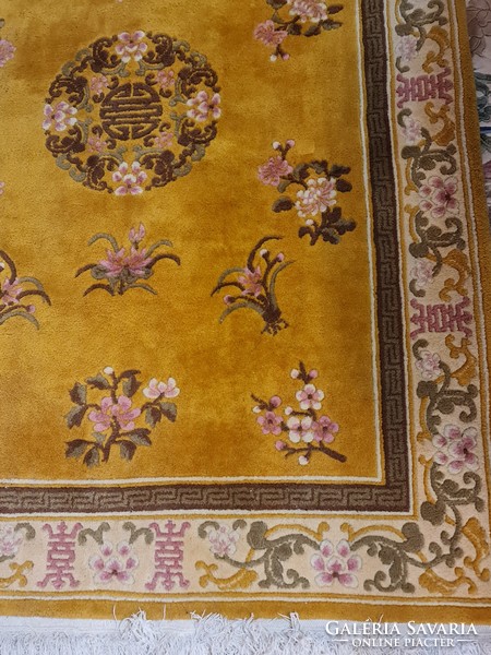 Vintage chinese carpet yellow-gold colour