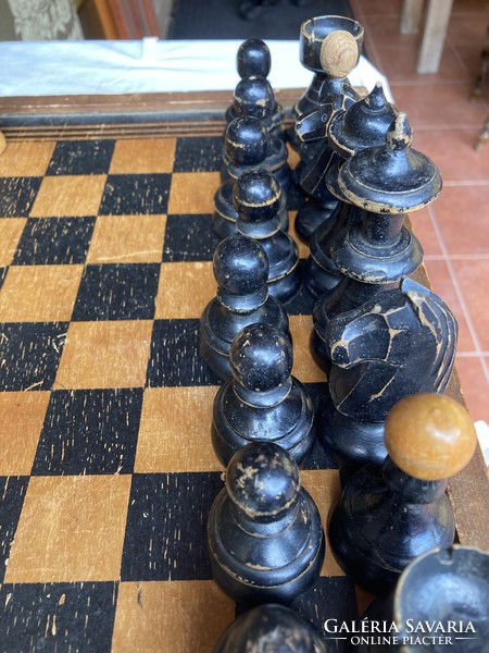 Old Cheney English Chess and Checkers Game Set.