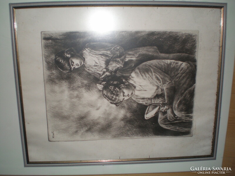 Little Theresia, large and wonderful etching, rarity