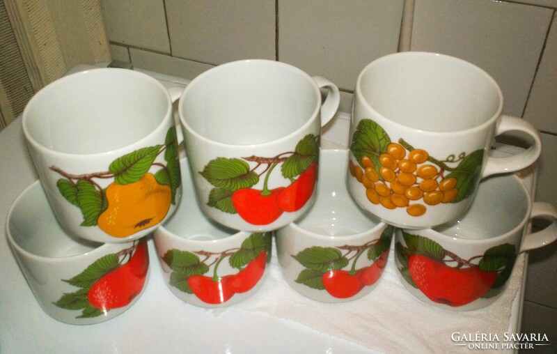 Retro lowland mugs, mugs with fruit patterns 3 dl