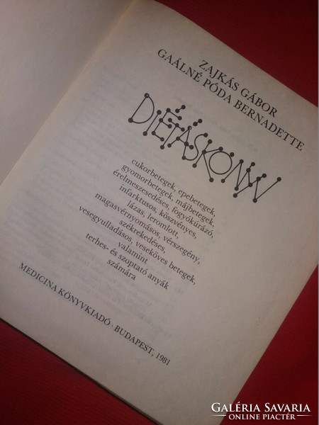 1988. Gábor Zajkás: diet book, book medicine according to the pictures