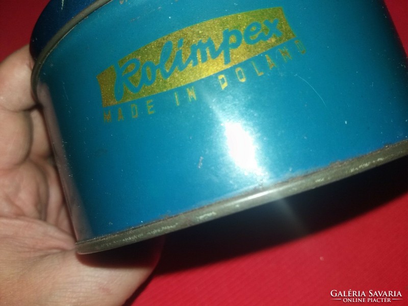 Antik 1955. PRL ROLIMPEX VITORLÁS HAJÓ cukorkás  fém lemez doboz 12 X 5 cm képek szerint