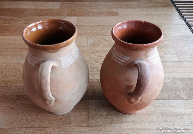 Line pattern folk ceramic milk jug 23.5 cm high