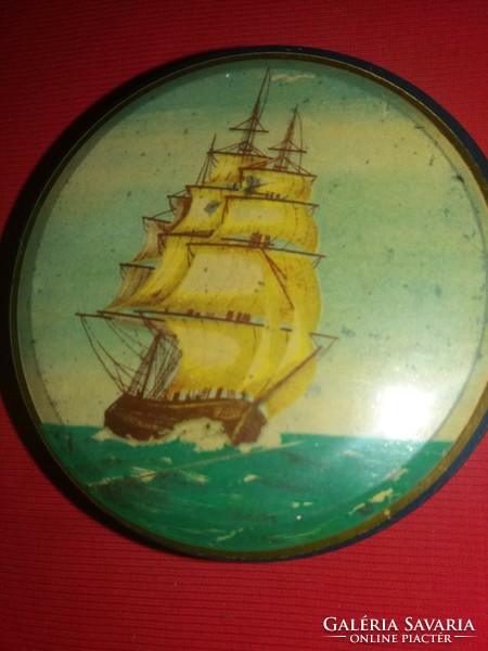 Antique 1955. Prl rolimpex sailing ship candy metal sheet box 12 x 5 cm according to pictures