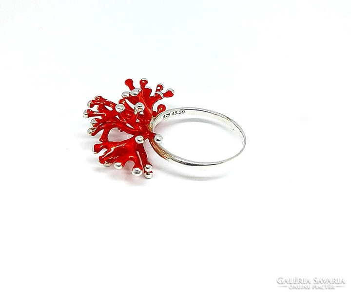 Unique silver ring with coral motif (zal-ag117504)