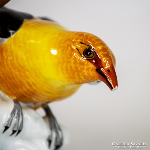 Old Herend yellow thrush pair