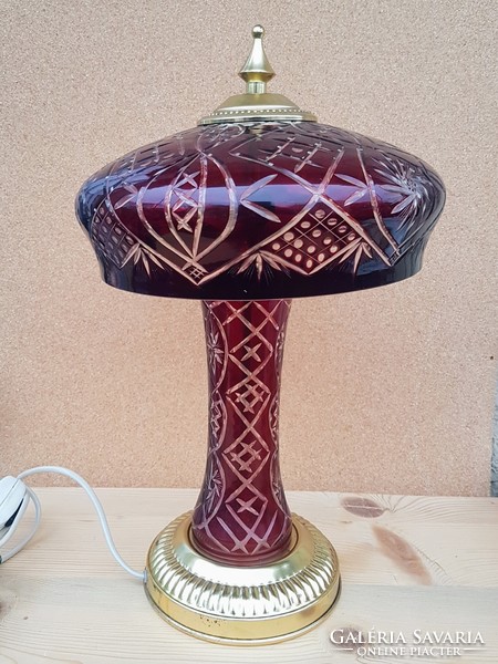 Table lamp, polished burgundy crystal - Debrecen