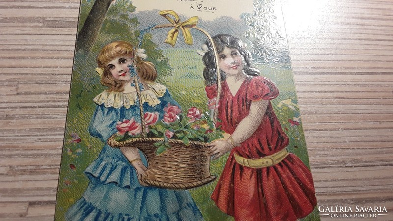 Antique embossed greeting postcard.