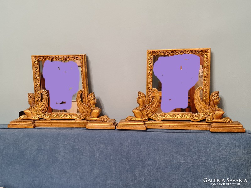 Pair of old mirrors, with two sphinxes at the foot of each mirror