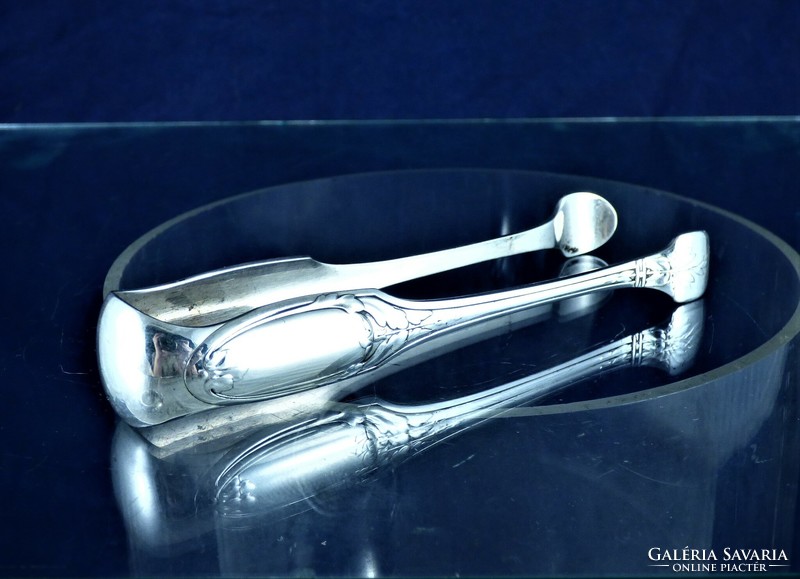 Sumptuous, antique silver sugar bowl and sugar tongs, Paris, ca. 1880!