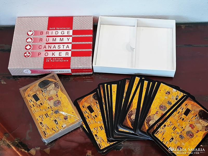 2 pakli (egy csomag) használatlan régebbi Piatnik Klimt dekoros francia kártya