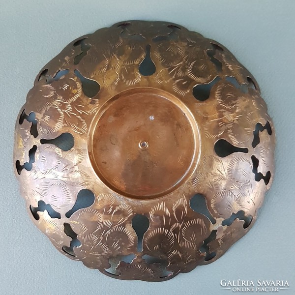 Enamel-painted copper bowl, centerpiece, offering