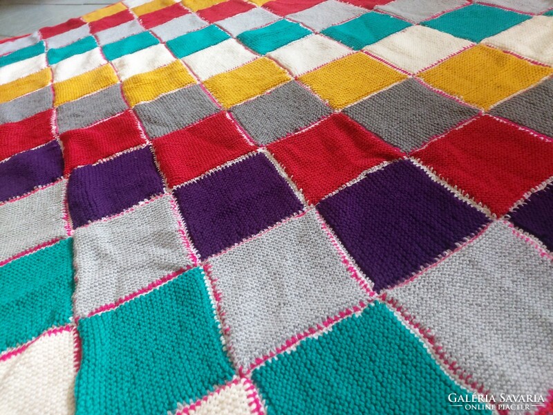 Beautiful, colorful, knitted blanket, sofa blanket 170 x 120 cm
