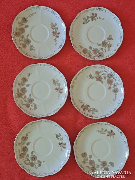 Flawless! 6 Pcs. Zsolnay, hand-painted, rare floral mocha / coffee cup with bottom