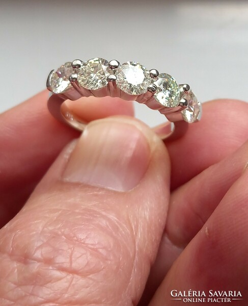 2.21Ct vvs1 h valodi 5-stone white moissanite diamond 925 sterling silver ring
